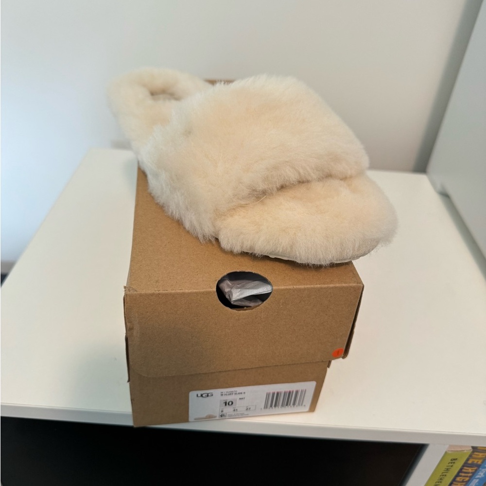 UGG Natural Fluff Slide Sandals